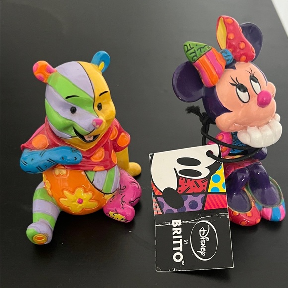 Britto Disney Colorful Winnie the Pooh and Minnie Mouse Figurines - Picture 2 of 8